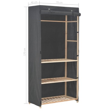 vidaXL Ντουλάπα με 3 Ράφια Γκρι 79x40x170cm Υφασμάτινη 1 τεμ.