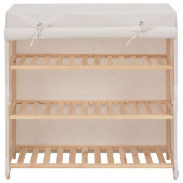 vidaXL Παπουτσοθήκη με Κάλυμμα Λευκή 79x40x80cm Υφασμάτινη