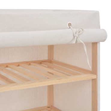 vidaXL Παπουτσοθήκη με Κάλυμμα Λευκή 79x40x80cm Υφασμάτινη