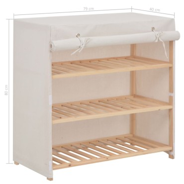 vidaXL Παπουτσοθήκη με Κάλυμμα Λευκή 79x40x80cm Υφασμάτινη