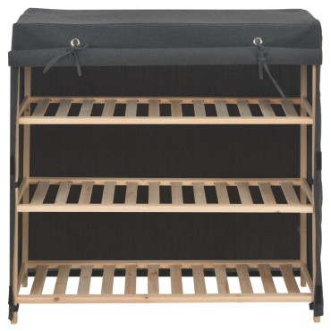 vidaXL Παπουτσοθήκη με Κάλυμμα Γκρι 79x40x80cm Υφασμάτινη