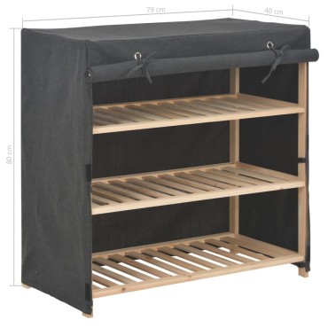 vidaXL Παπουτσοθήκη με Κάλυμμα Γκρι 79x40x80cm Υφασμάτινη