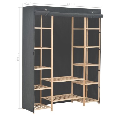 vidaXL Ντουλάπα Γκρι 135x40x170cm Υφασμάτινη 1 τεμ.