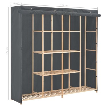 vidaXL Ντουλάπα Γκρι 173x40x170cm Υφασμάτινη 1 τεμ.