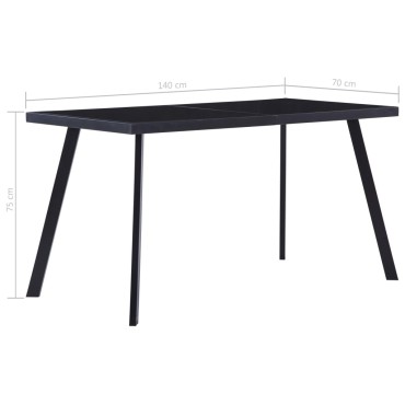 vidaXL Τραπεζαρία Μαύρη 140x70x75cm από Ψημένο Γυαλί 1 τεμ.