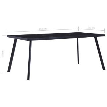 vidaXL Τραπεζαρία Μαύρη 160x80x75cm από Ψημένο Γυαλί 1 τεμ.