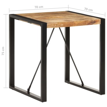 vidaXL Τραπέζι 70x70x75cm από Μασίφ Ακατέργαστο Ξύλο Μάνγκο 1 τεμ.