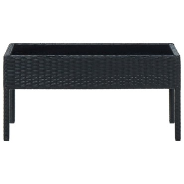 vidaXL Τραπέζι Κήπου Μαύρο 75x40x37cm από Συνθετικό Ρατάν 1 τεμ.