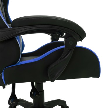 vidaXL Καρέκλα Racing με Φωτισμό RGB LED Μπλε/Μαύρο Συνθετικό Δέρμα 64x65x(111,5-119)cm 1 τεμ.