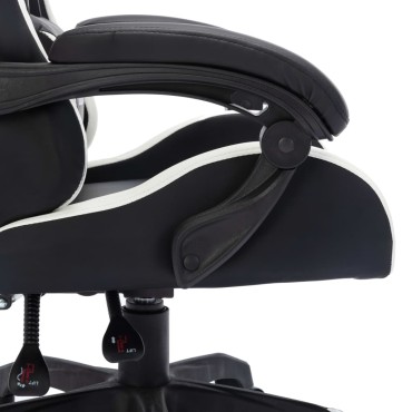 vidaXL Καρέκλα Racing με Φωτισμό RGB LED Ασπρόμαυρη Συνθετικό Δέρμα 64x65x(111,5-119)cm 1 τεμ.