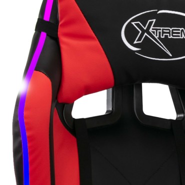 vidaXL Καρέκλα Racing με Φωτισμό RGB LED Κόκκινο/Μαύρο Συνθετικό Δέρμα 64x65x(111,5-119)cm 1 τεμ.