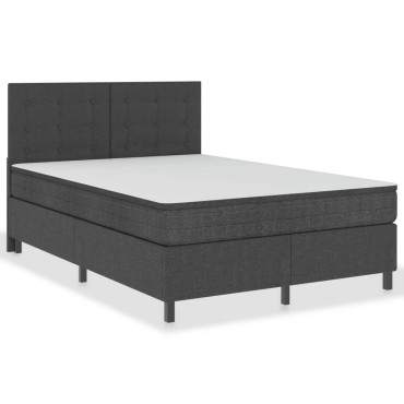 vidaXL Κρεβάτι Boxspring Σκούρο Γκρι 140 x 200 εκ. Υφασμάτινο
