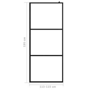 vidaXL Διαχωριστικό Ντουζιέρας Μαύρο 115 x 195 εκ. Διαφανές Γυαλί ESG