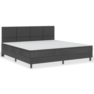 vidaXL Κρεβάτι Boxspring Σκούρο Γκρι 200 x 200 εκ. Υφασμάτινο