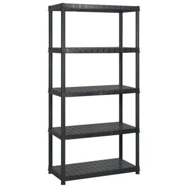 vidaXL Ραφιέρα Αποθήκευσης 5 Επιπέδων Μαύρη 255x40x185 εκ. Πλαστική
