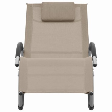 vidaXL Ξαπλώστρα Χρώμα Taupe από Textilene με Μαξιλάρι 65x155x83cm 1 τεμ.