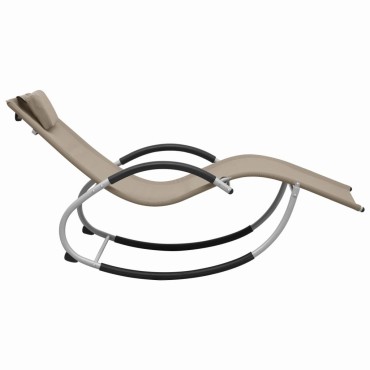 vidaXL Ξαπλώστρα Χρώμα Taupe από Textilene με Μαξιλάρι 65x155x83cm 1 τεμ.