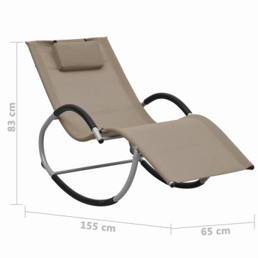 vidaXL Ξαπλώστρα Χρώμα Taupe από Textilene με Μαξιλάρι 65x155x83cm 1 τεμ.