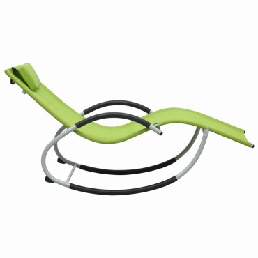 vidaXL Ξαπλώστρα Πράσινη από Textilene με Μαξιλάρι 65x155x83cm 1 τεμ.