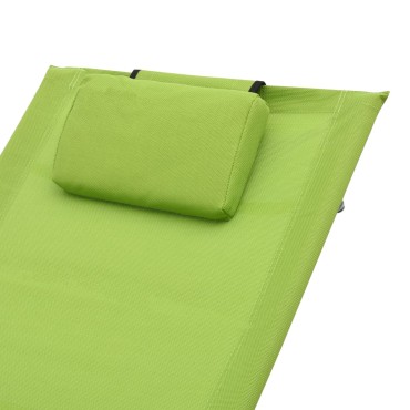 vidaXL Ξαπλώστρα Πράσινη από Textilene με Μαξιλάρι 65x155x83cm 1 τεμ.