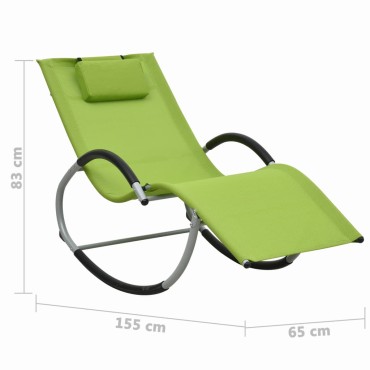 vidaXL Ξαπλώστρα Πράσινη από Textilene με Μαξιλάρι 65x155x83cm 1 τεμ.