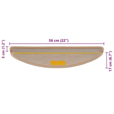 vidaXL Πατάκια Σκάλας Αυτοκόλ. 15 τεμ. Όψη Σιζάλ Μπεζ 56x17x3 εκ.