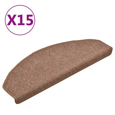 vidaXL Πατάκια Σκάλας Μοκέτα 15 τεμ. Καφέ 65 x 24 x 4 εκ.