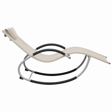 vidaXL Ξαπλώστρα Κρεμ από Textilene με Μαξιλάρι 65x155x83cm 1 τεμ.