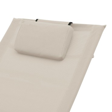 vidaXL Ξαπλώστρα Κρεμ από Textilene με Μαξιλάρι 65x155x83cm 1 τεμ.