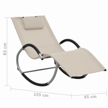 vidaXL Ξαπλώστρα Κρεμ από Textilene με Μαξιλάρι 65x155x83cm 1 τεμ.