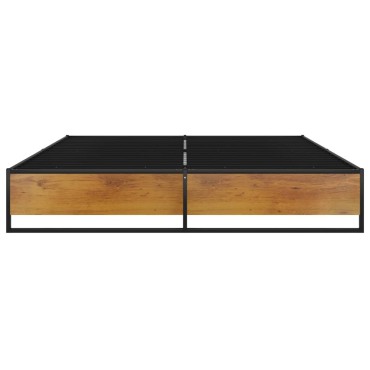 vidaXL Πλαίσιο Κρεβατιού Μαύρο 140x200cm Μεταλλικό 1 τεμ. - Διπλό