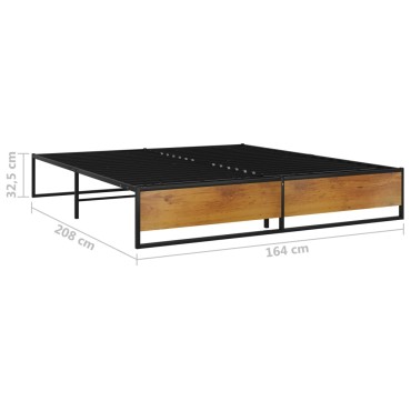 vidaXL Πλαίσιο Κρεβατιού Μαύρο 160x200cm Μεταλλικό 1 τεμ. - Διπλό