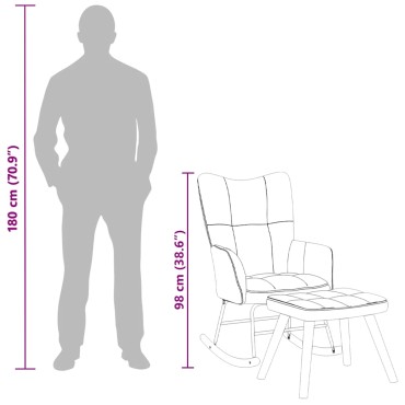 vidaXL Πολυθρόνα Κουνιστή Ανοιχτό Γκρι Βελούδινη με Σκαμπό 61x78x98cm 1 τεμ.