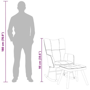 vidaXL Πολυθρόνα Κουνιστή Λευκό Κρεμ Βελούδινη με Σκαμπό 61x78x98cm 1 τεμ.