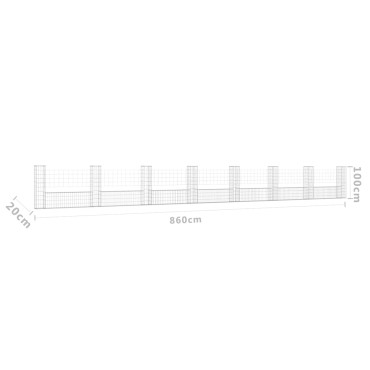 vidaXL Συρματοκιβώτια Στύλοι σε U Σχήμα 8 τεμ. 860x20x100cm Σιδερένια
