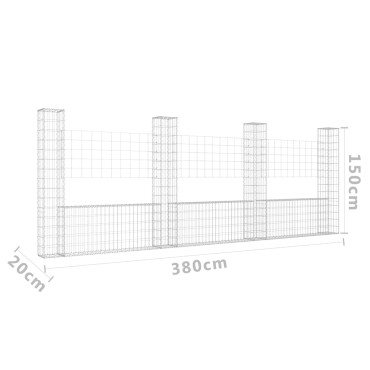 vidaXL Συρματοκιβώτια Στύλοι σε U Σχήμα 4 τεμ. 380x20x150cm Σιδερένια