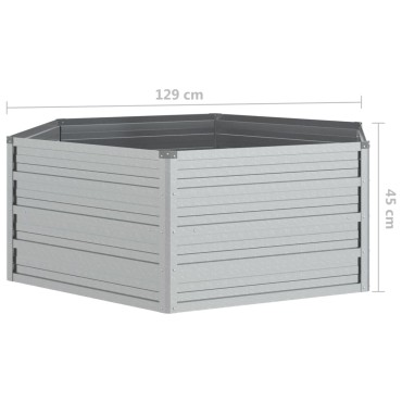 vidaXL Ζαρντινιέρα Υπερυψωμένη Ασημί 129 x 45 εκ. Γαλβανισμ. Χάλυβας
