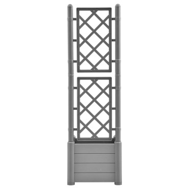 vidaXL Ζαρντινιέρα Κήπου με Καφασωτό Γκρι 43x43x142 εκ Πολυπροπυλένιο