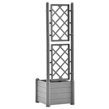 vidaXL Ζαρντινιέρα Κήπου με Καφασωτό Γκρι 43x43x142 εκ Πολυπροπυλένιο