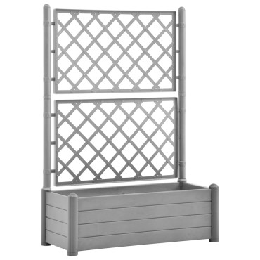 vidaXL Ζαρντινιέρα Κήπου με Καφασωτό Γκρι 100 x 43 x 142 εκ. από PP