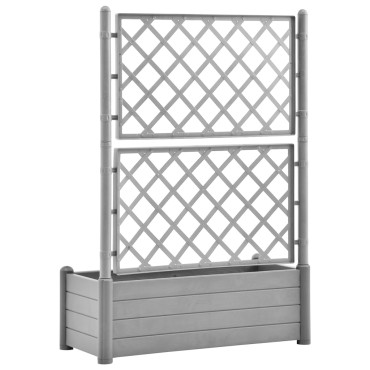 vidaXL Ζαρντινιέρα Κήπου με Καφασωτό Γκρι 100 x 43 x 142 εκ. από PP
