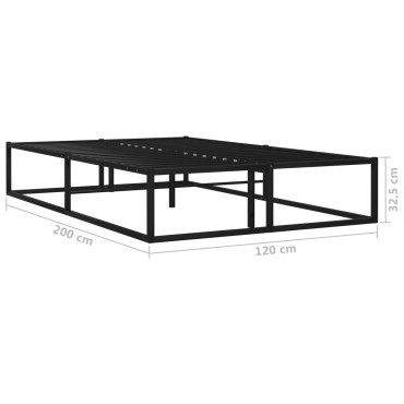 vidaXL Πλαίσιο Κρεβατιού Μαύρο 120x200cm Μεταλλικό 1 τεμ. - Μονό