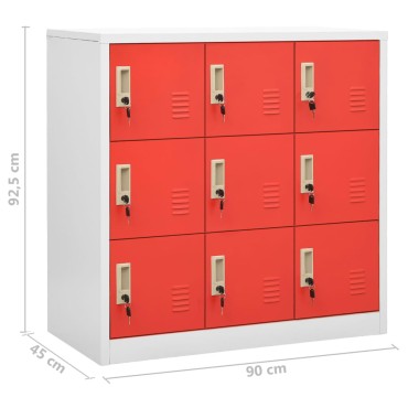 vidaXL Φοριαμοί 2 τεμ. Ανοιχτό Γκρι/Κόκκινο 90x45x92,5cm Ατσάλινοι