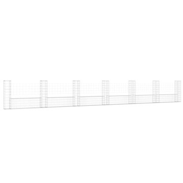 vidaXL Συρματοκιβώτιο σε U Σχήμα με 7 Στύλους 740x20x100cm Σιδερένιο