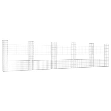 vidaXL Συρματοκιβώτιο σε U Σχήμα με 6 Στύλους 620x20x150cm Σιδερένιο