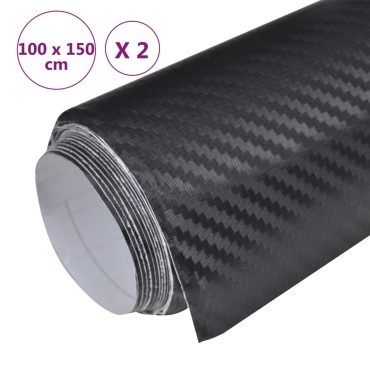 vidaXL Μεμβράνες Αυτοκινήτου 3D 2 τεμ. Μαύρες 100 x 150 εκ.