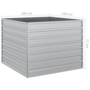 vidaXL Ζαρντινιέρα Υπερυψωμένη Ασημί 100x100x77 εκ. Γαλβανισμ. Χάλυβας