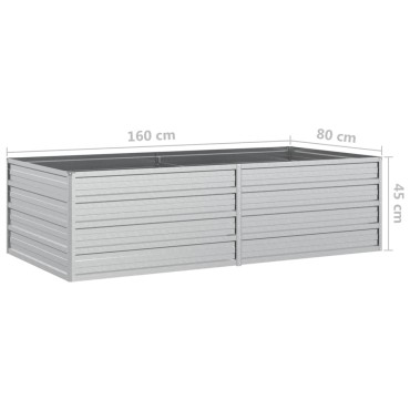 vidaXL Ζαρντινιέρα Υπερυψωμένη Ασημί 160x80x45 εκ. Γαλβανισμ. Χάλυβας
