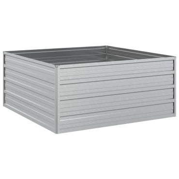 vidaXL Ζαρντινιέρα Υπερυψωμένη Ασημί 100x100x45 εκ. Γαλβανισμ. Χάλυβας