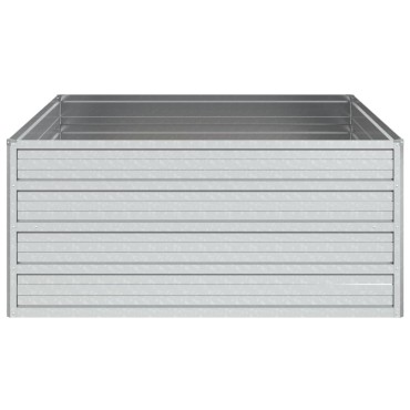 vidaXL Ζαρντινιέρα Υπερυψωμένη Ασημί 100x100x45 εκ. Γαλβανισμ. Χάλυβας